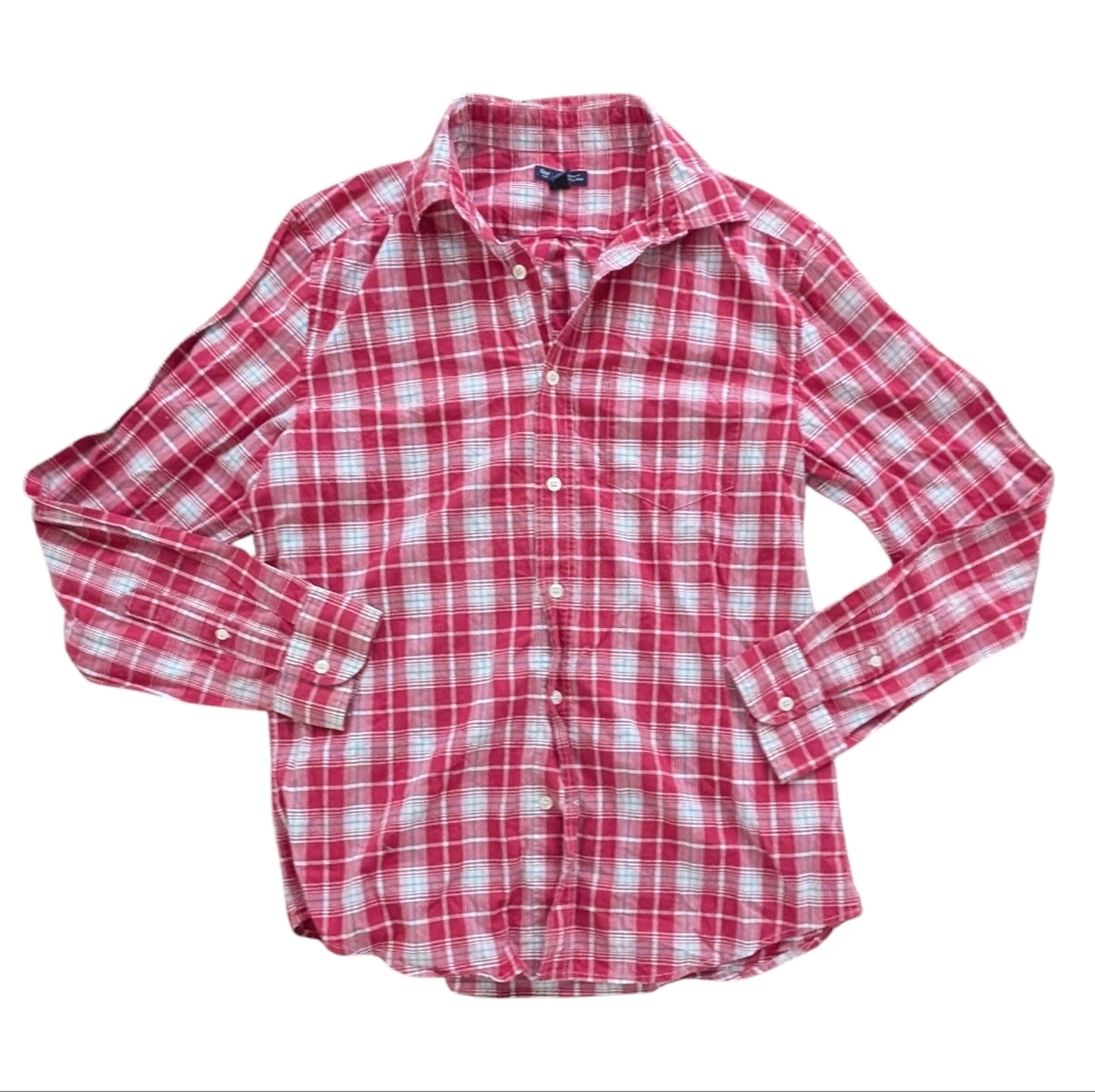 Gap Men's Red Plaid Classic Fit Woven Shirt Sz.M